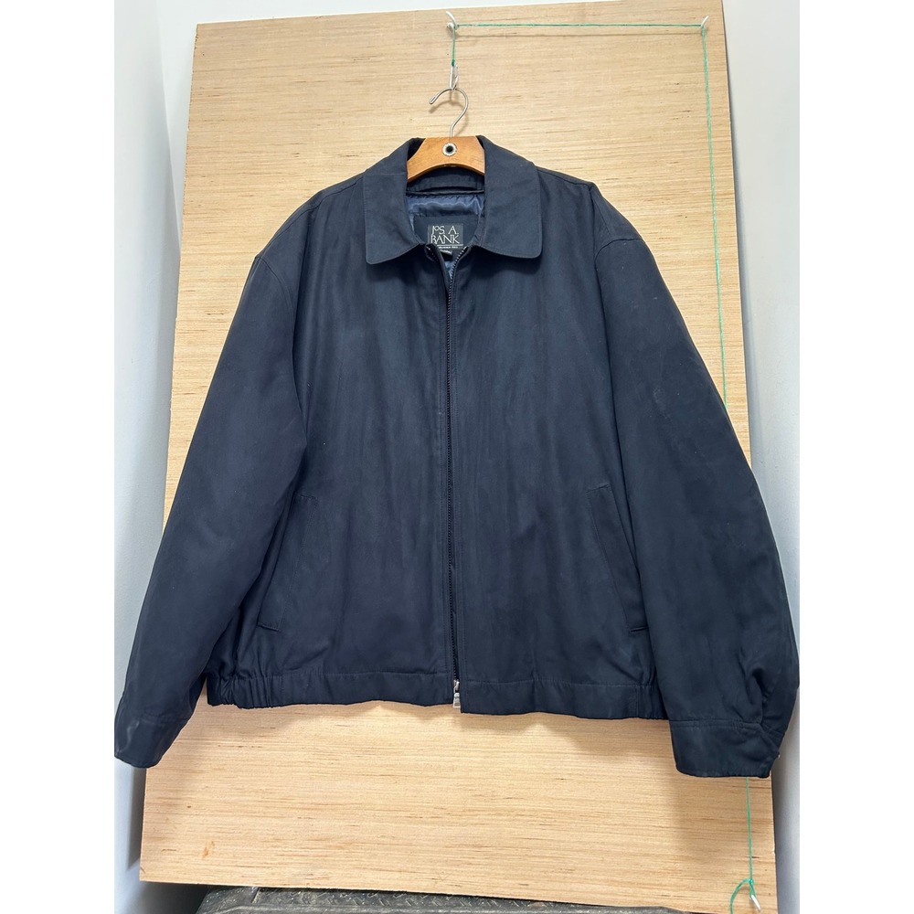 JOS A BANK Mens Classic Full Zip Jacket Navy Blue Size XXL Made in Philippines